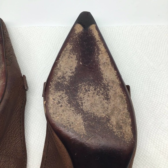 PRADA brown leather low heel strap pumps women’s size 39.5 - Picture 7 of 16